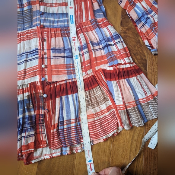 Anthropologie Maeve Lila Tiered Patchwork Ruffle Peplum Top Blouse Women Size L - Picture 6 of 12